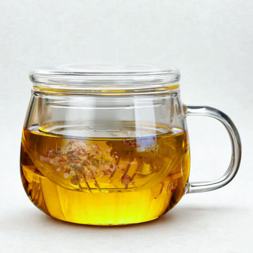 Xicara com infusor e tampa de Borossilicato