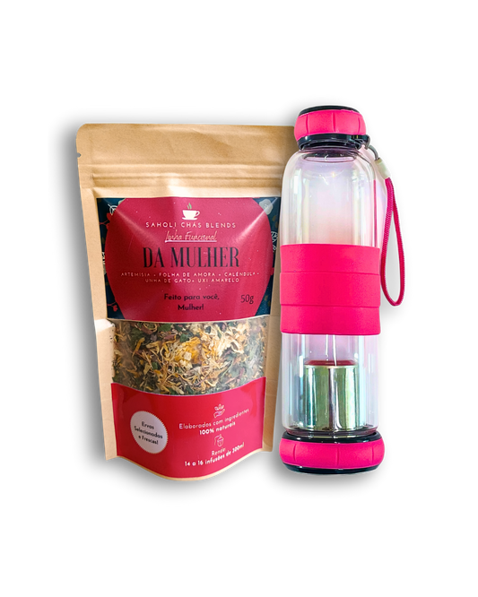 KIT: Blend da Mulher + Garrafa rosa com infusor